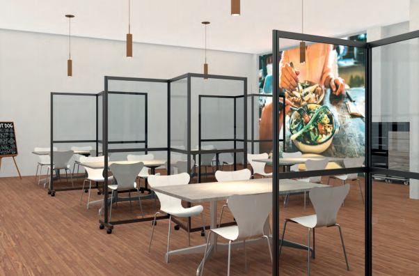 demountable partitions in cafeteria