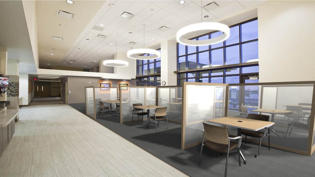 rendering of cafeteria partitions
