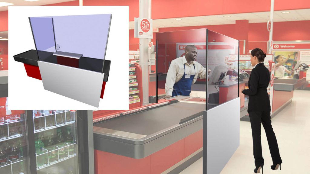 rendering of grocery store partition system