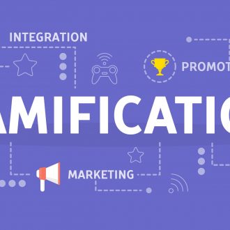 small illustrations around the word gamification