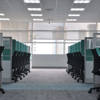 empty cubicles in two rows