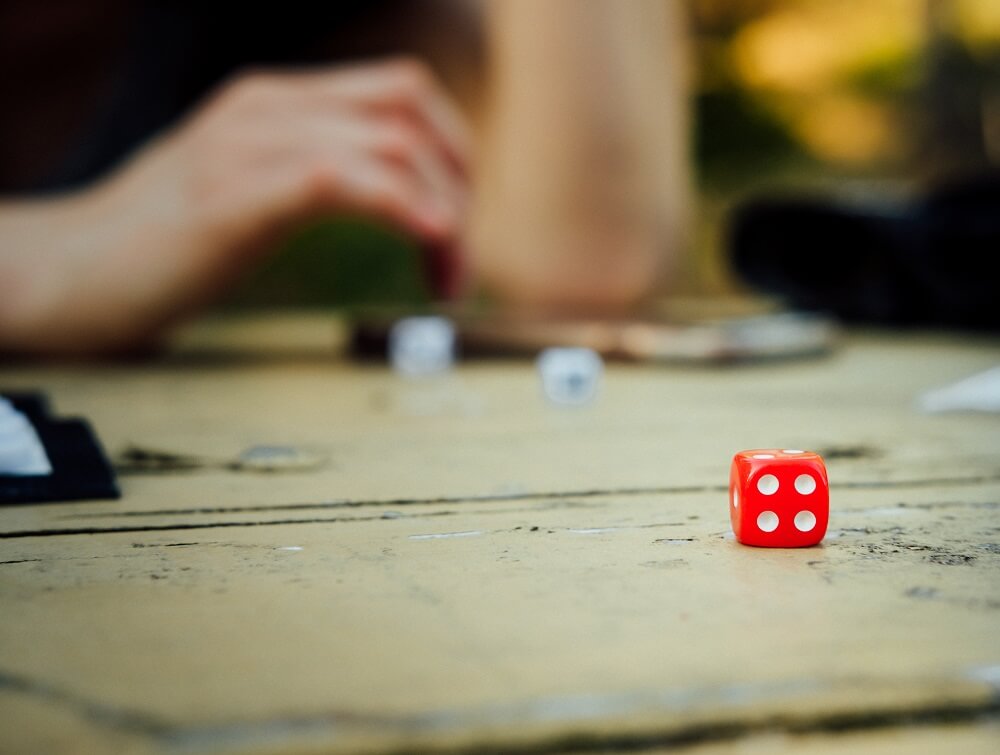 red dice on table